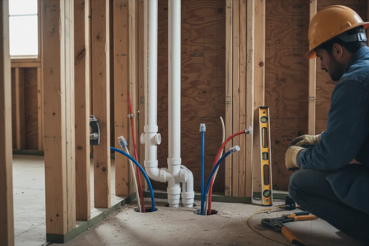 Drain and supply rough-in during Drain Cleaning in Harbor View