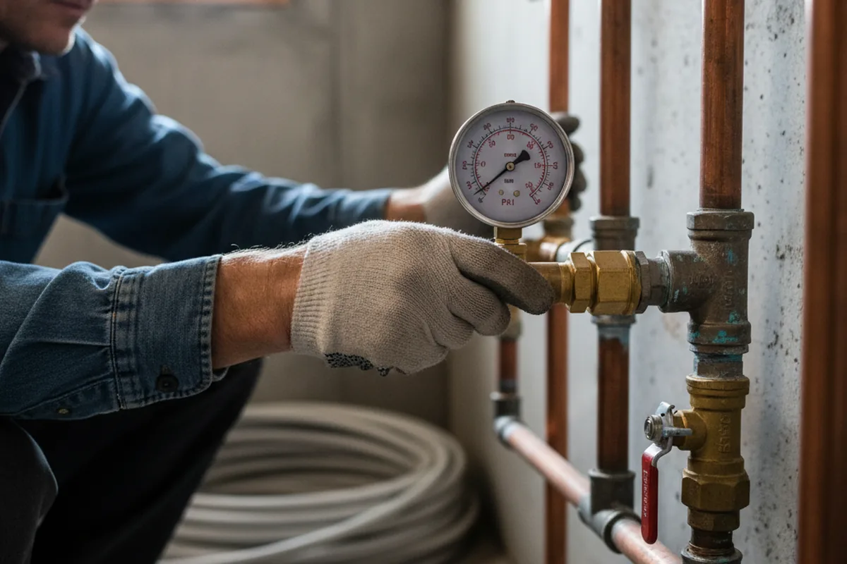 Pressure testing a repaired line during Water Line Repair in Harbor View